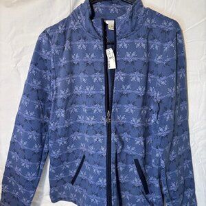 Christopher & Banks Fleece Lined Women's Jacket Blue w/Snowflakes Sz Med…